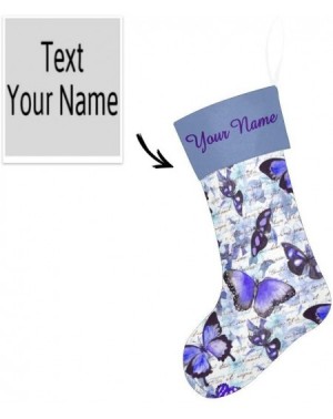 Stockings & Holders Christmas Stocking Custom Personalized Name Text Retro Purple Butterfly for Family Xmas Party Decor Gift ...