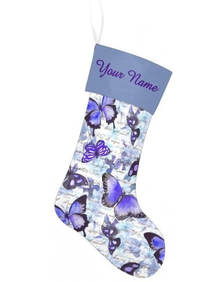 Stockings & Holders Christmas Stocking Custom Personalized Name Text Retro Purple Butterfly for Family Xmas Party Decor Gift ...