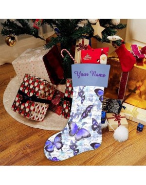 Stockings & Holders Christmas Stocking Custom Personalized Name Text Retro Purple Butterfly for Family Xmas Party Decor Gift ...