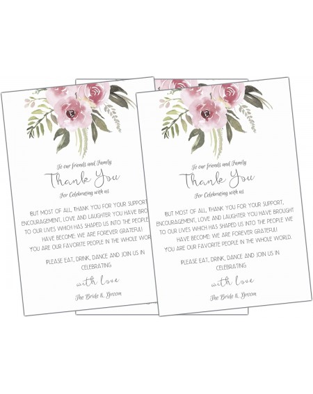 Place Cards & Place Card Holders Floral Wedding Thank You Place Setting Cards Print to add Table Centerpieces Wedding Rehears...