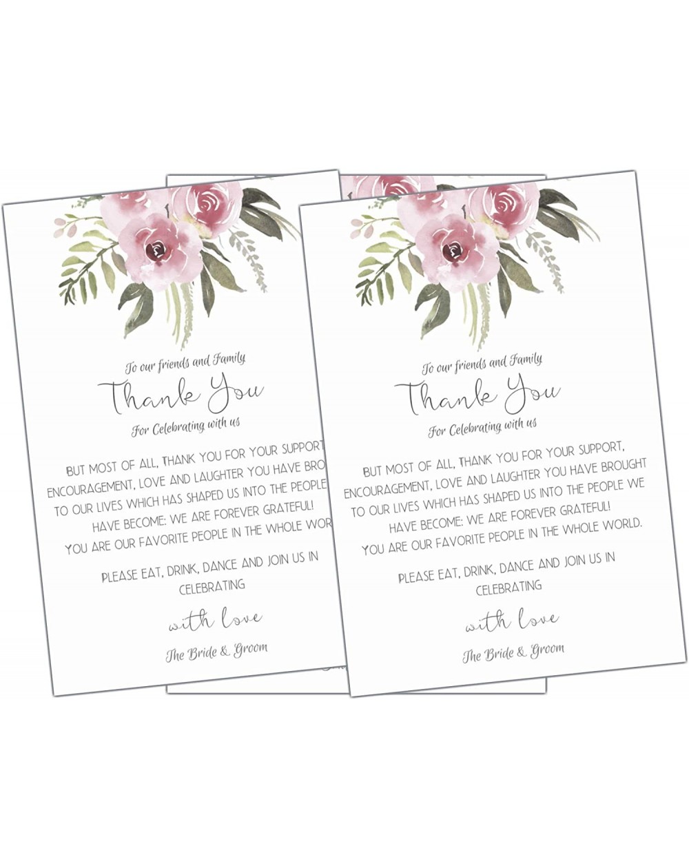 Floral Wedding Thank You Place Setting Cards Print to add Table ...