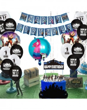 Party Packs Party Supplies Set - Happy Birthday Cake Topper Foil & Latex Balloons - Video Game Theme Decorations Supply Kit f...