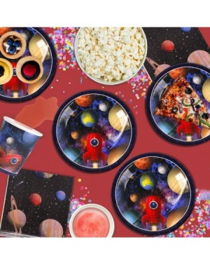 Party Packs 96Pcs Outer Space Party Supplies Set - Include Space Party Plates- Napkins- Cups- Serves 24- Space Theme Party Su...