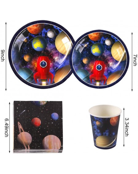 Party Packs 96Pcs Outer Space Party Supplies Set - Include Space Party Plates- Napkins- Cups- Serves 24- Space Theme Party Su...