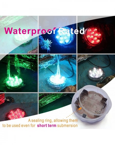 Outdoor String Lights Submersible LED Lights- 16 Colors 4 Modes Battery Powered RGB Floral Lights with Remote (3 Pack) - CN19...