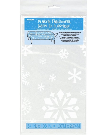 Tablecovers Clear Snowflake Plastic Tablecloth 108" x 54 - CO110BU06MD $8.89