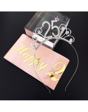 Favors 25th Birthday Tiara and Sash- Happy 25th Birthday Glitter Satin Sash and Crystal Tiara Birthday Crown for 25th Birthda...