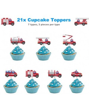 Party Packs Ultimate Fire Truck Party Supplies- Fireman Firefighter Theme Decorations Pack Set- with Cupcake Toppers- Happy B...