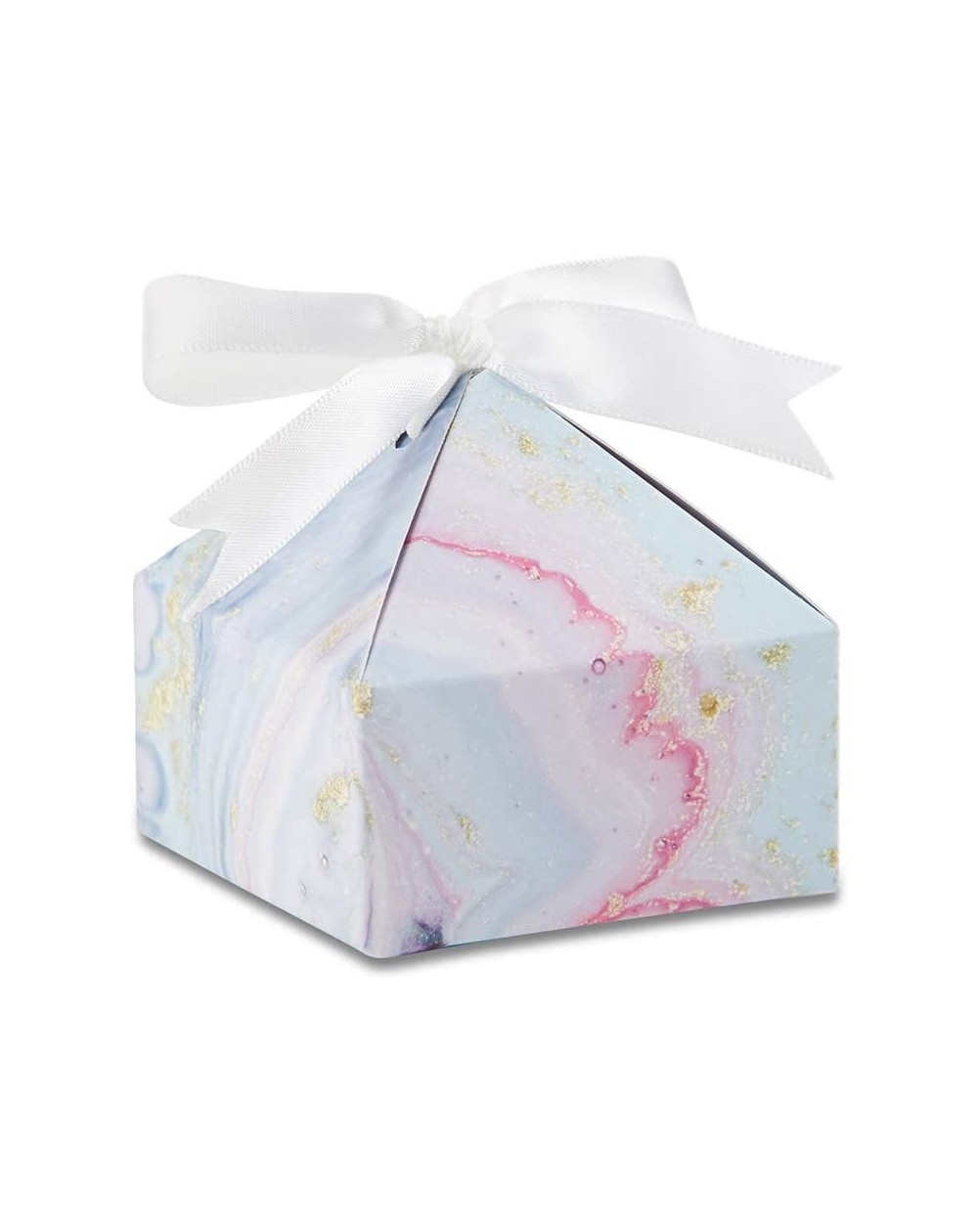 Favors Marbleized Pyramid (Set of 12) favor box- purple- pink- blue- gold- white - CO18O2LN56T $17.25