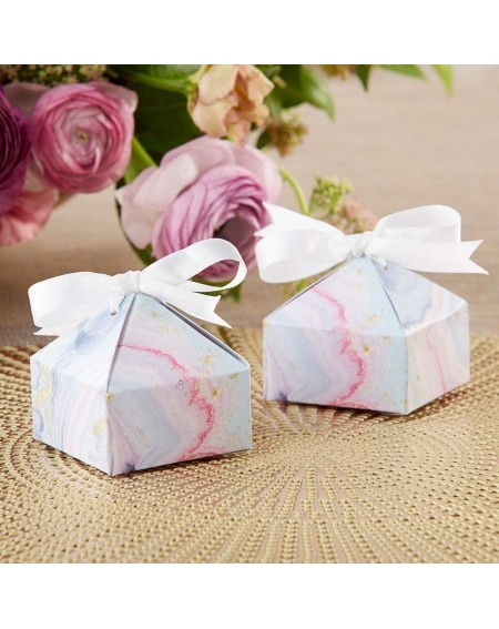 Favors Marbleized Pyramid (Set of 12) favor box- purple- pink- blue- gold- white - CO18O2LN56T $17.25