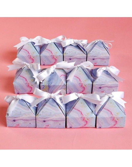 Favors Marbleized Pyramid (Set of 12) favor box- purple- pink- blue- gold- white - CO18O2LN56T $17.25