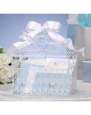 Place Cards & Place Card Holders VL1017 Metal Bridal Birdcage Card Holder- White - CR1165H6TYZ $30.85