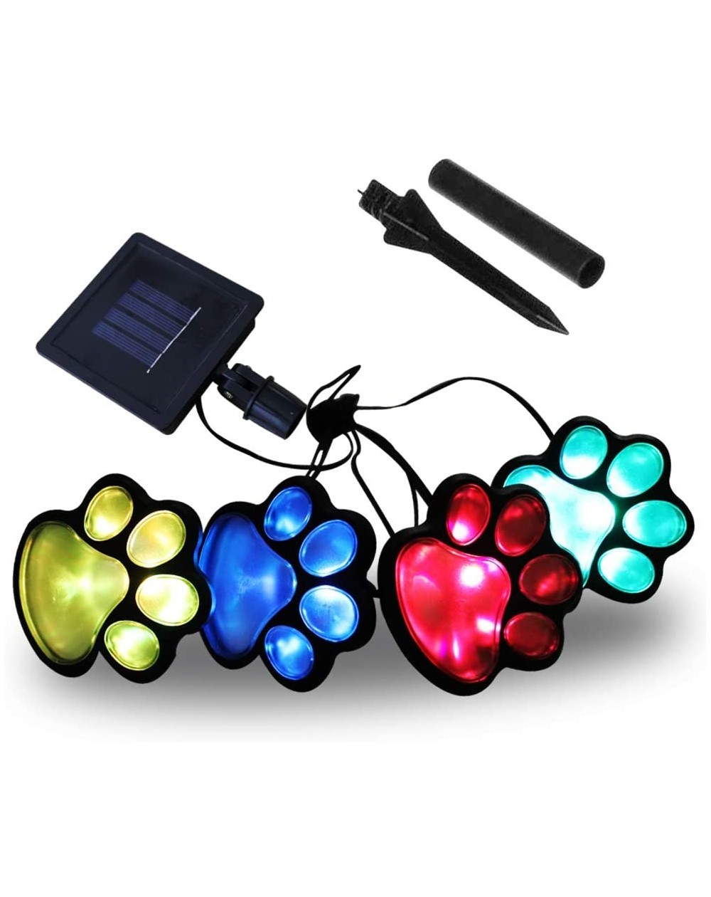 Outdoor String Lights LED Solar Paw Print Outdoor Decor Solar Light- Dog Puppy- Bear- Animal- Cat Paw Path Light- Garden Lamp...