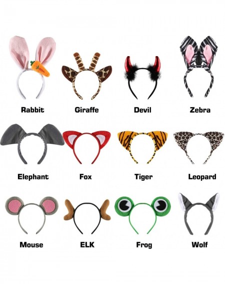 Party Favors 12 Pack Plush Animal Headbands for Party Favor- Jungle Animal Ear Horn Hair Hoop- Idea on Kid and Adult Birthday...