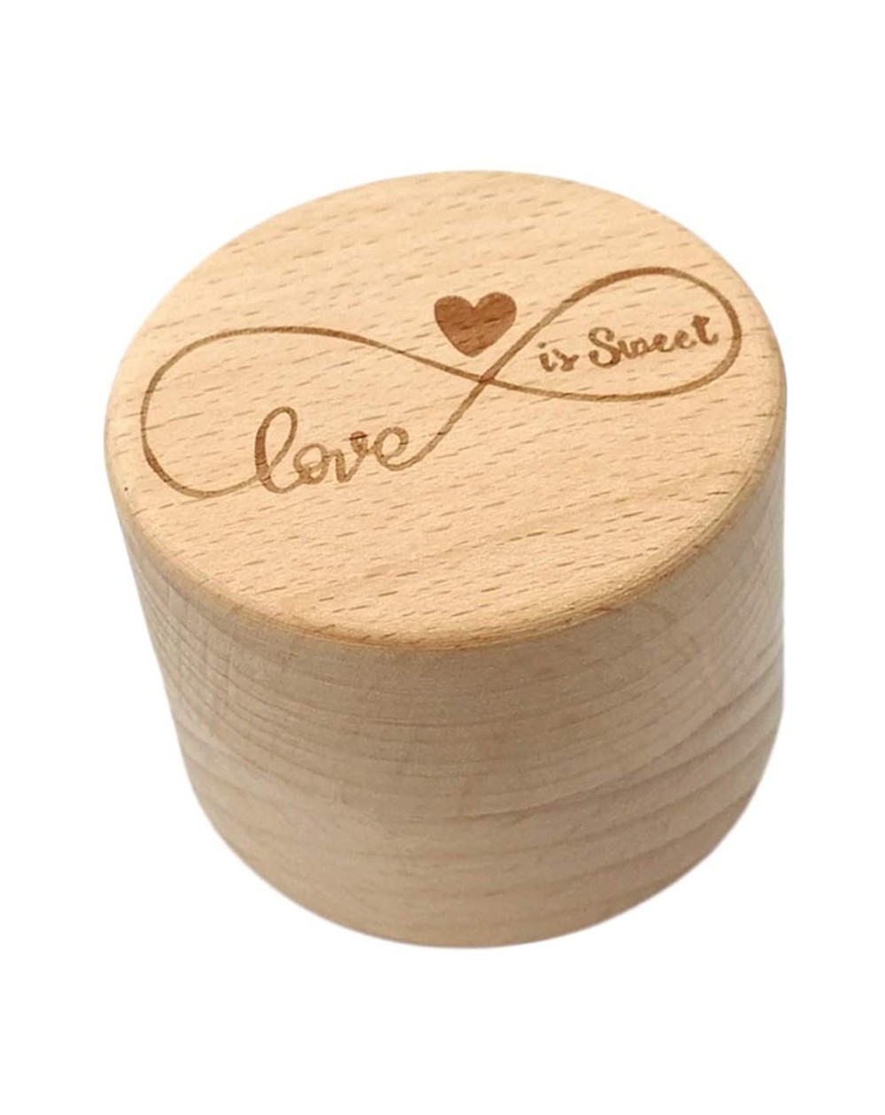 Party Packs Delicate Wood Round Wedding Ring Box Container - Love is Sweet- 5.2x4.2cm - Love is Sweet - CF18W6K59CN $7.98