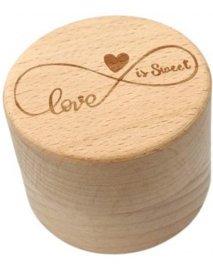 Party Packs Delicate Wood Round Wedding Ring Box Container - Love is Sweet- 5.2x4.2cm - Love is Sweet - CF18W6K59CN $7.98