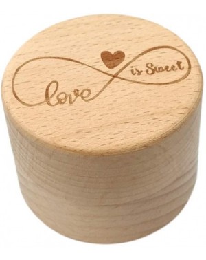 Party Packs Delicate Wood Round Wedding Ring Box Container - Love is Sweet- 5.2x4.2cm - Love is Sweet - CF18W6K59CN $7.98