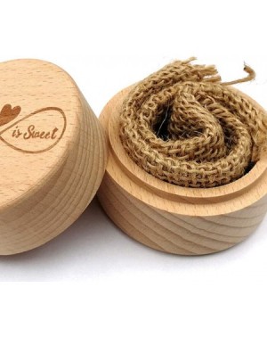 Party Packs Delicate Wood Round Wedding Ring Box Container - Love is Sweet- 5.2x4.2cm - Love is Sweet - CF18W6K59CN $7.98