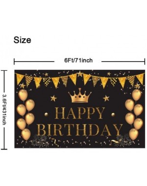 Photobooth Props Happy Birthday Party Decoration Background Large Fabric Black Gold Sign Poster Photo Booth Backdrop Banner f...