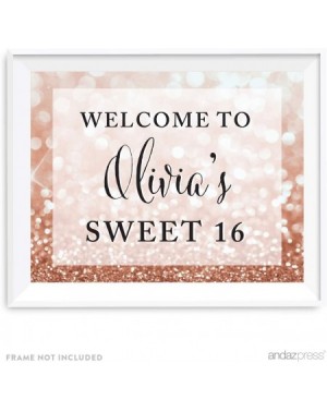 Banners & Garlands Personalized Glitzy Faux Rose Gold Glitter 8.5-inch Party Sign- Welcome to Olivia's Sweet 16- 1-Pack- Cust...