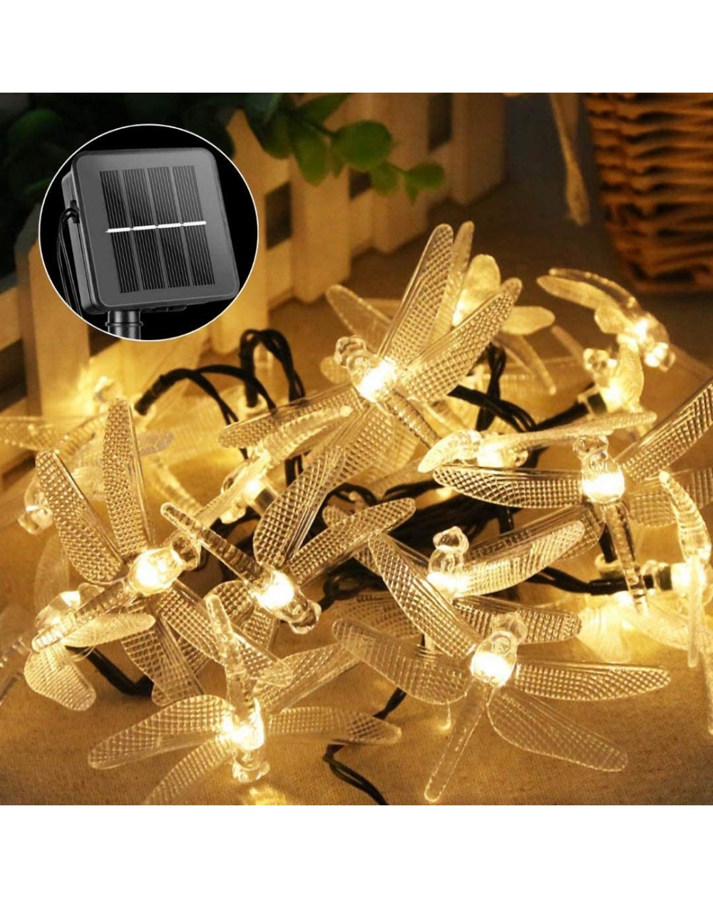 Outdoor String Lights Solar Dragonfly String Light 30LED 21ft Garden Stake Lights Waterproof Outdoor Twinkle Fairy Lights wit...