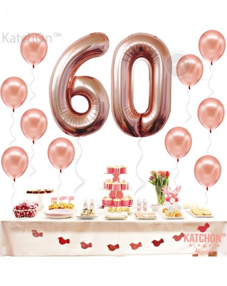 Balloons Rose Gold 60th Birthday Balloons - Large- 40 Inch Pack of 12 - Number Balloons 60 Decorations Supplies - Number 6 an...