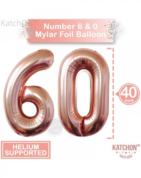 Balloons Rose Gold 60th Birthday Balloons - Large- 40 Inch Pack of 12 - Number Balloons 60 Decorations Supplies - Number 6 an...