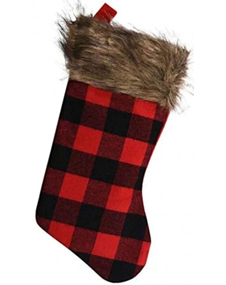 Stockings & Holders Farmhouse Decor Buffalo Plaid Christmas Stocking - 1 Stocking - CI18ANL0I5Q $8.51