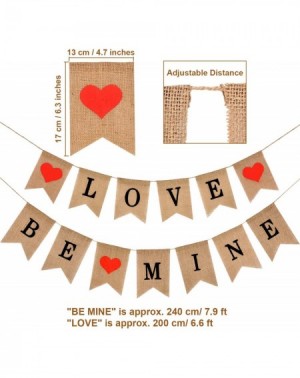 Banners Love Banner and Be Mine Burlap Banner Photo Props for Valentines Day Wedding Engagement Decoration- 2 Sets Totally - ...