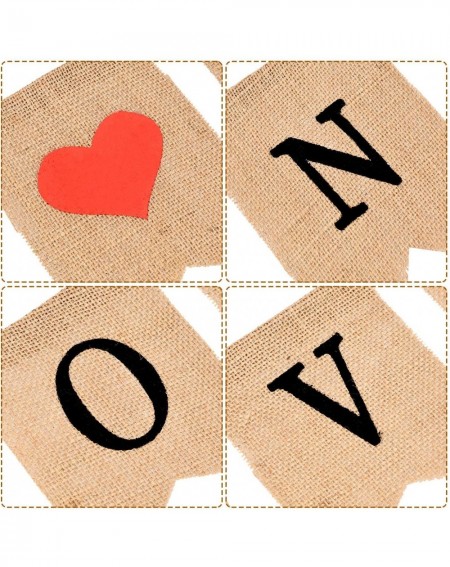 Banners Love Banner and Be Mine Burlap Banner Photo Props for Valentines Day Wedding Engagement Decoration- 2 Sets Totally - ...