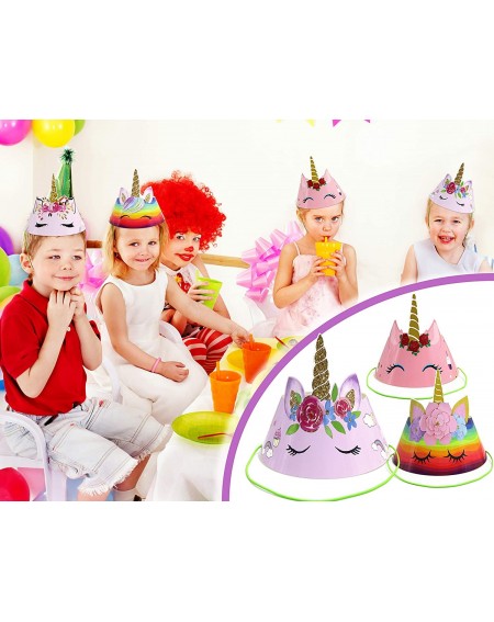 Party Hats Unicorn Party Hats Birthday Paper Hats Party Supplies Favors Hat with Elastic Cords for Kids Girls Boys 24 Pack - ...