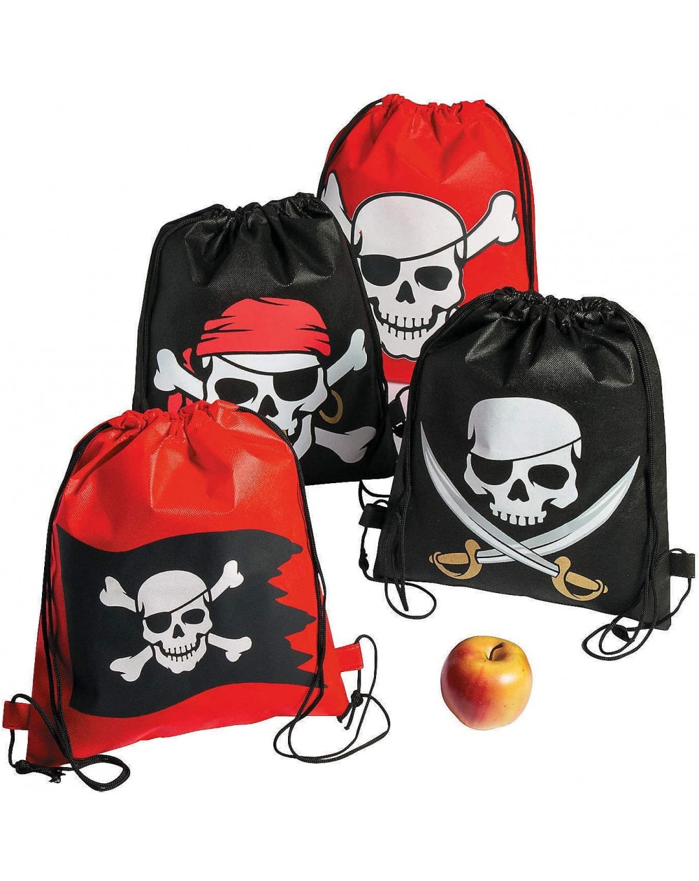 Party Packs Pirate Drawstring Backpack (Set of 12) Party Favor and Apparel Accessories - CD18HMR2E2A $17.50