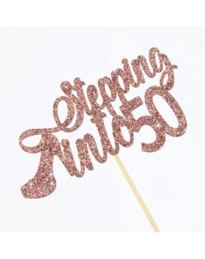 Cake & Cupcake Toppers Rose Gold Glitter Stepping Into 50 Cake Topper for Cheers to 50 Years/Girl Boy's 50th Anniversary Birt...