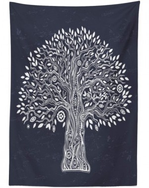 Tablecovers Tree of Life Outdoor Tablecloth- Doodle Tree Illustration Oriental Harmonious Design Mother Nature- Decorative Wa...