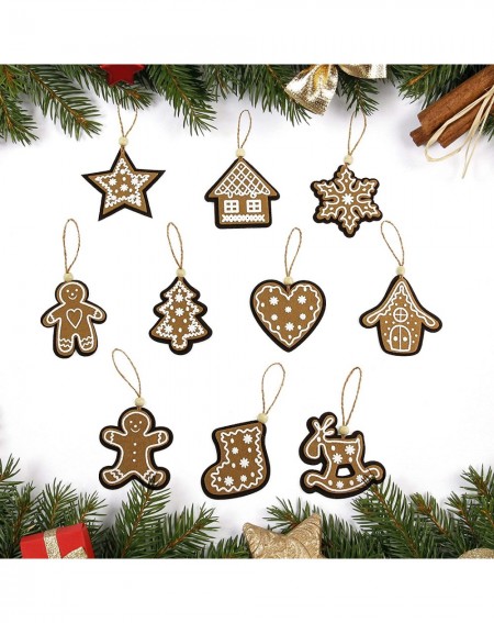 Stockings & Holders Rustic Christmas Tree Decorations Set of 10 Gingerbread Snowflake Star Heart House Xmas Tree Stocking Elk...