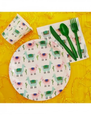 Party Packs Llama Party Bundle- Includes Plates- Napkins- Cups- and Cutlery (24 Guests-144 Pieces) - C318CNQZND3 $12.84