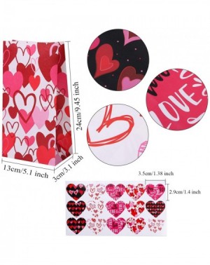 Party Packs 48 Pieces Valentine's Day Paper Bags Kraft Party Hearts Gift Bags Craft Paper Bags with 60 Pieces Label Stickers ...