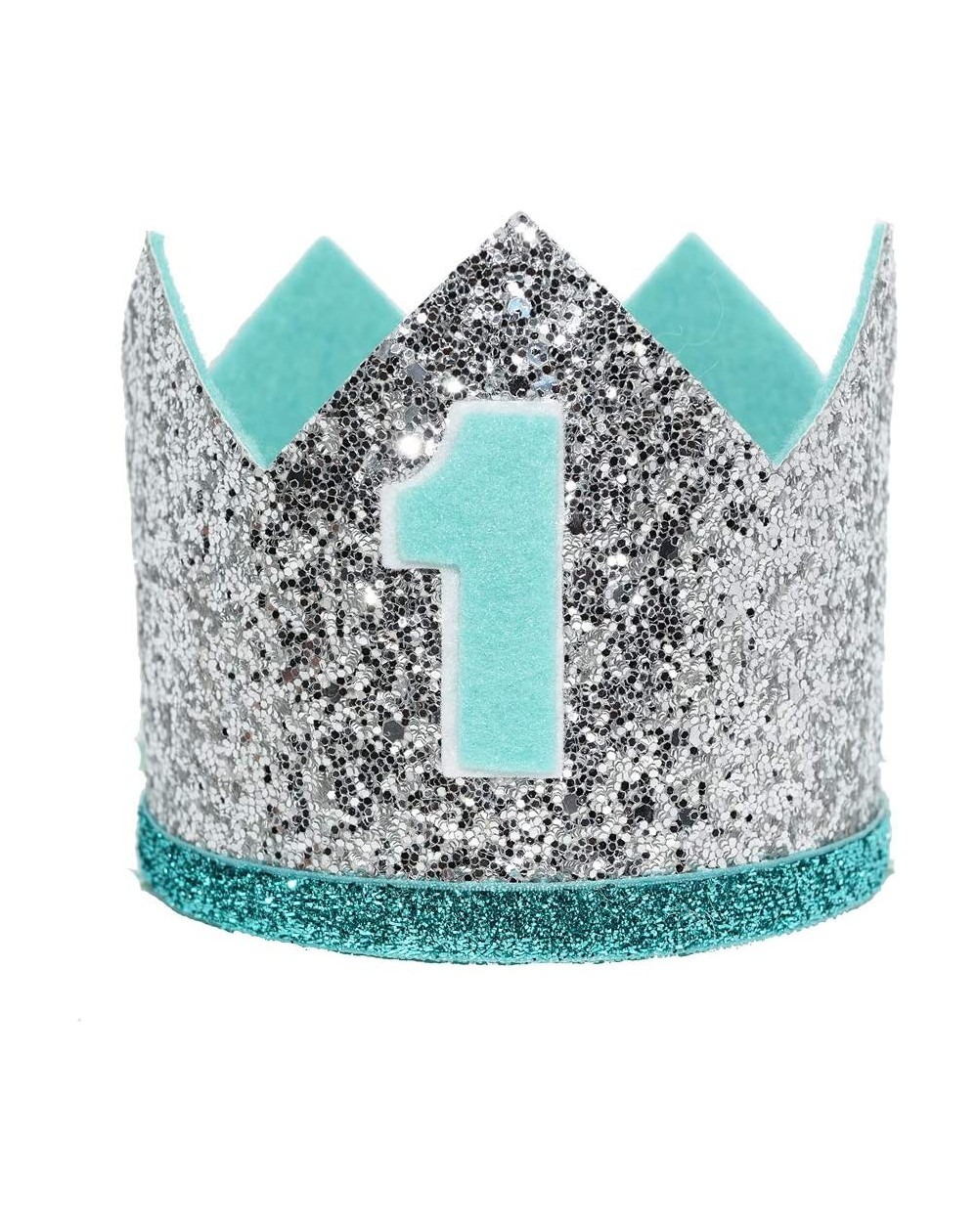 Hats Glitter Baby Boy First Birthday Crown Number 1 Headband Little Prince Princess Cake Smash Photo Prop (Large Silver & Min...