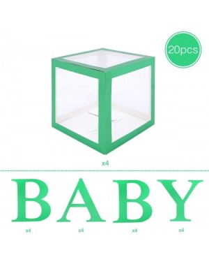 Balloons Safari Baby Shower Decorations Boxes - 4 pcs Transparent Balloons Boxes Décor with Letter- Green Large BABY Blocks f...