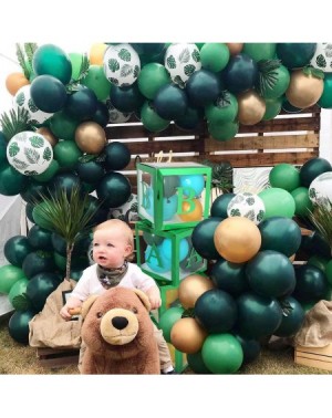 Balloons Safari Baby Shower Decorations Boxes - 4 pcs Transparent Balloons Boxes Décor with Letter- Green Large BABY Blocks f...