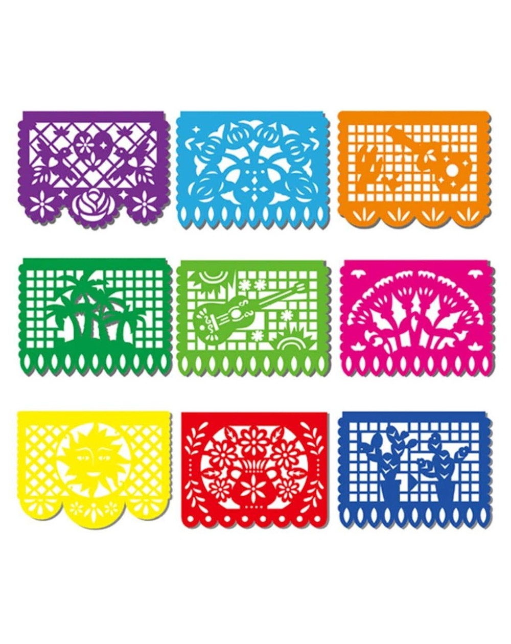 Banners & Garlands Fiesta Banner- 18 Feet Fiesta Garland Mexican Banner Plastic Papel Picado Mexican Party Decorations - C018...