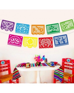 Banners & Garlands Fiesta Banner- 18 Feet Fiesta Garland Mexican Banner Plastic Papel Picado Mexican Party Decorations - C018...