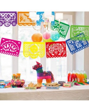 Banners & Garlands Fiesta Banner- 18 Feet Fiesta Garland Mexican Banner Plastic Papel Picado Mexican Party Decorations - C018...