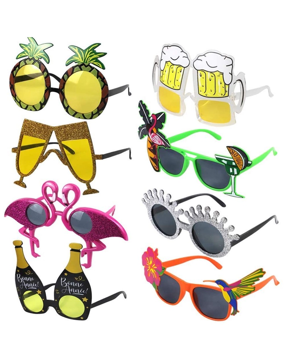 Luau Party Sunglasses- 8 Pack Funny Hawaiian Glasses Tropical Fancy ...