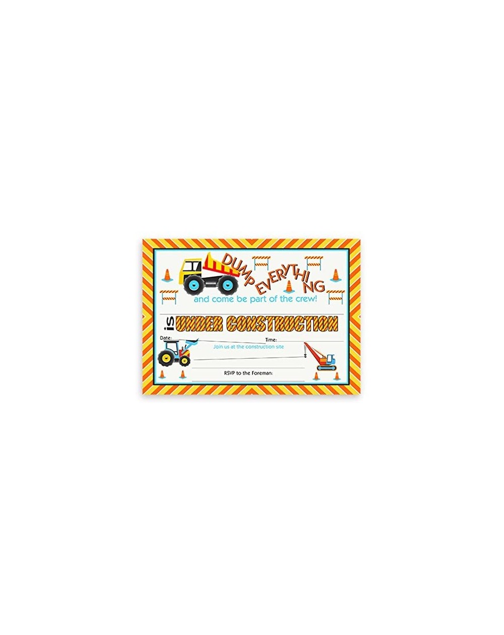 Invitations Construction Party Large Invitations - 10 Invitations + 10 Envelopes - C612FHJFHGH $8.57