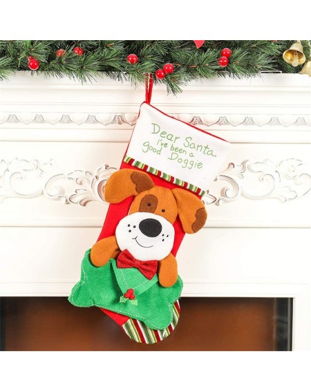 Stockings & Holders Christmas Hanging Decor Stockings- Large Size 3D Pet Plush Stockings for Festival Decorations - Dog & Cat...