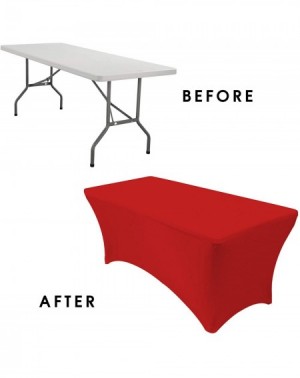 Tablecovers 8 ft Rectangular Fitted Spandex Tablecloths Patio Table Cover Stretchable Tablecloth - Red - Red - C21869W3QLL $1...