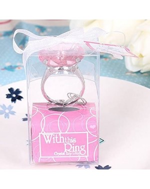 Favors Diamond Wedding Ring Keychain Ring Shaped Gift Decoration Favors Bridal Shower Party- Pink - Pink - CR12HW1RQDP $11.97