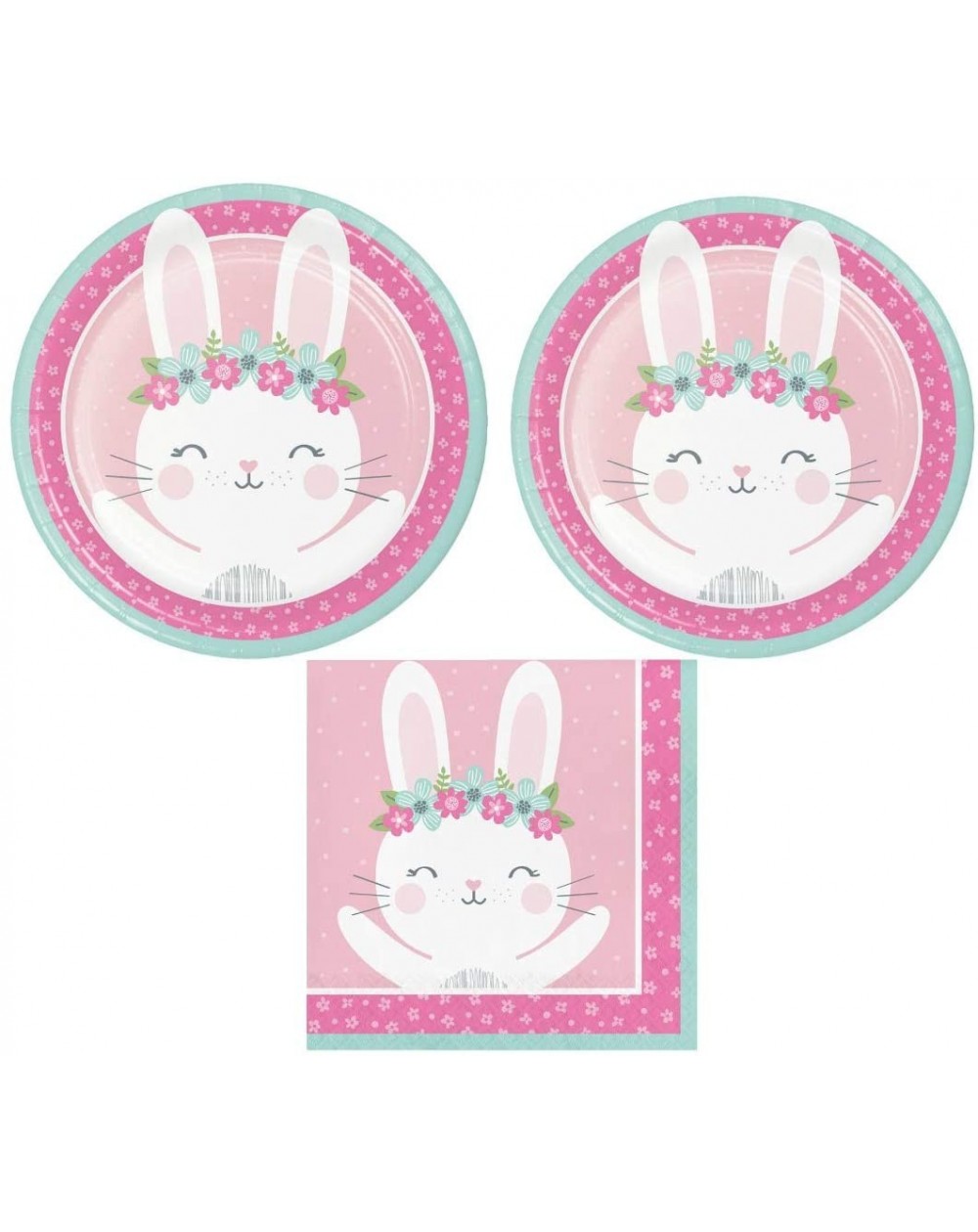 Party Packs Bunny Party Supplies Bundle Includes Round Dinner Plates and Napkins for 16 Guests - CV18QHXG00G $13.37