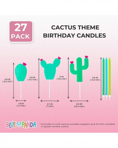 Cake Decorating Supplies Cactus Birthday Cake Topper with Long Thin Candles in Holders (5.6 in- 27 Pack) - C718W7WA0XR $10.00